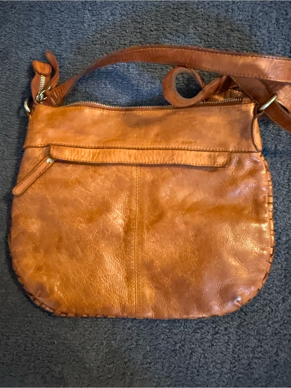 Valencia Holland Woven Leather Crossbody Bag in Cognac Brown - Picture 4 of 4